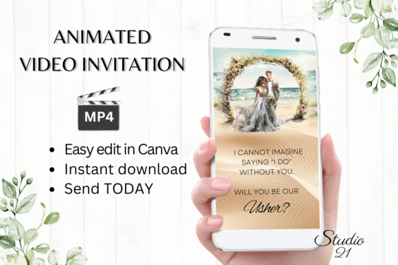 Beach Wedding Usher Proposal W3805U: The Ultimate Digital Invitation Template