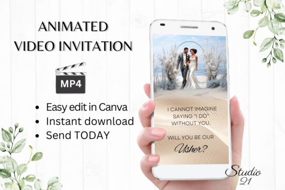 Beach Wedding Usher Proposal W3807U