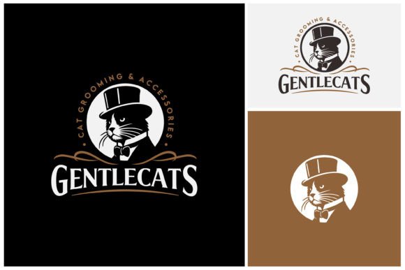Cat Suit Felt Top Hat Grooming Pet Logo