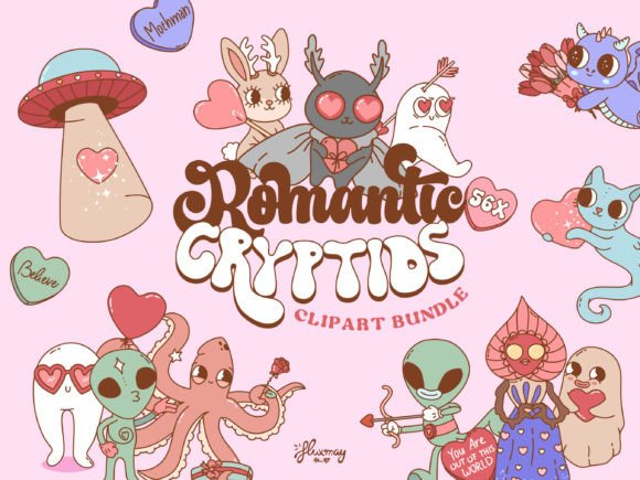 Cute Valentine s Day Cryptids Clipart
