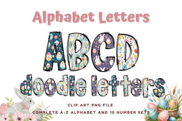 Elevating Easter Branding with Doodle Alphabet Bunny Letters and Sublimation Assets