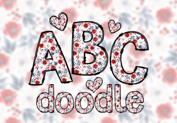 Floral Doodle Alphabet Flowers Font PNG