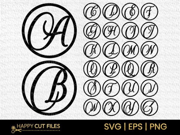 Font Alphabet Monogram Circle Frame Svg