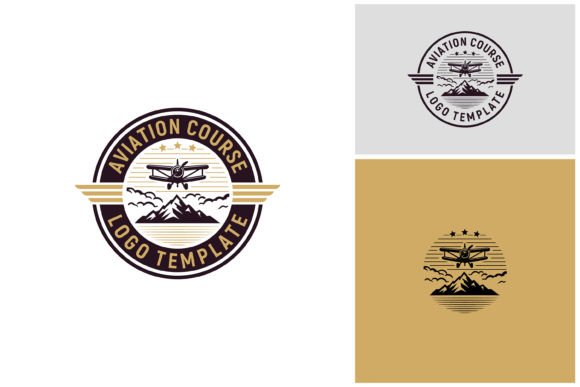 Old Plane Aviation Flight Airplane Logo Design